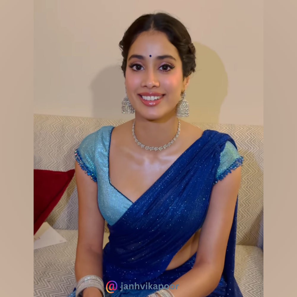 Janhvi Kapoor deep neck blouse