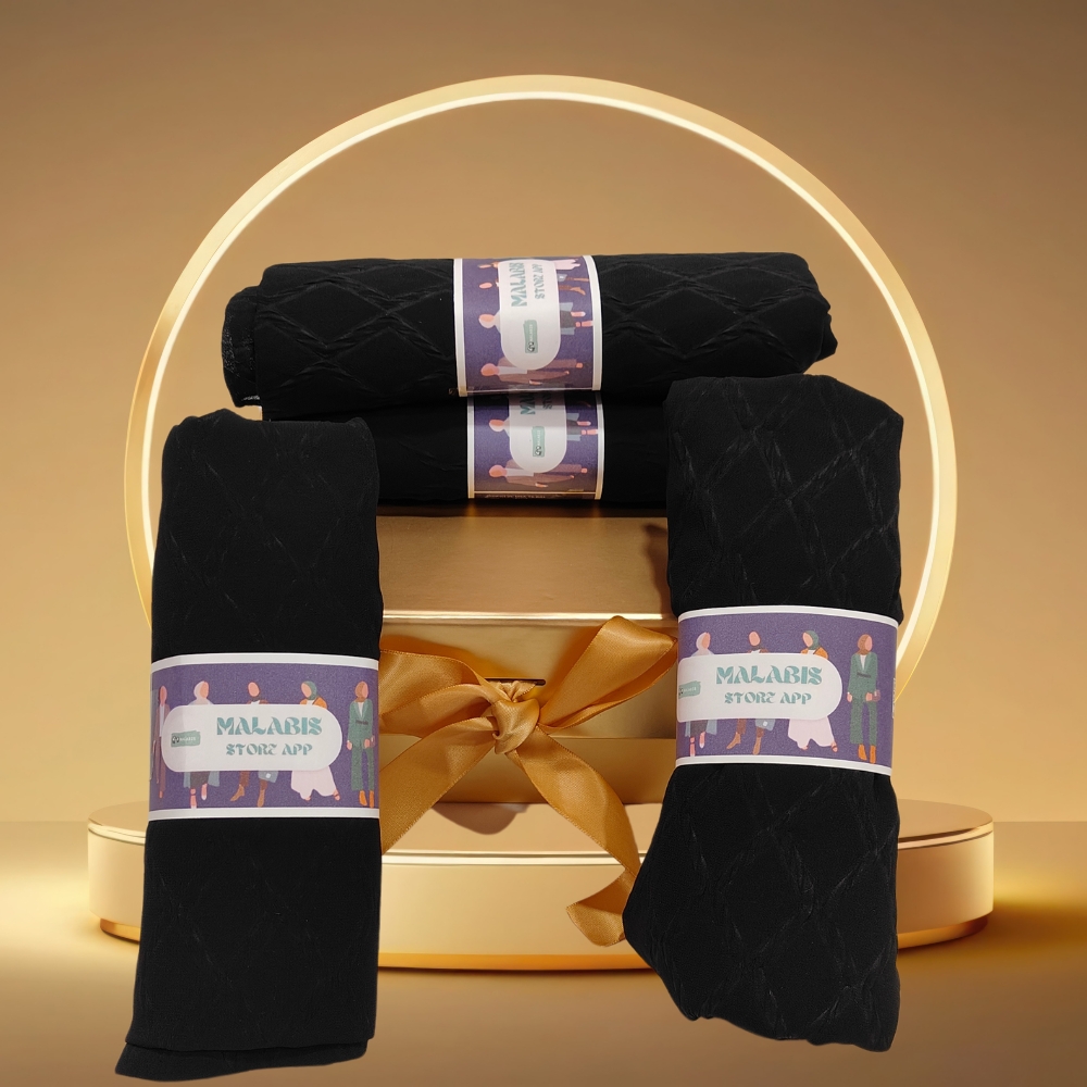 Black Georgette Diamond Textured Stole