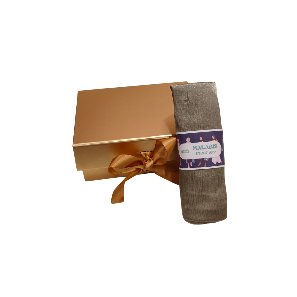 Beige Brass Indian Satin Hijab Stole - Image 4