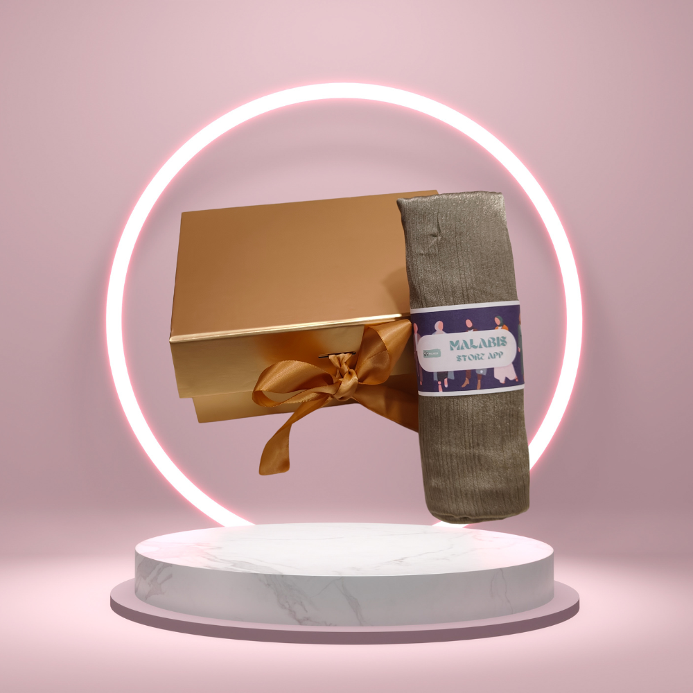 Beige Brass Indian Satin Hijab Stole - Image 2