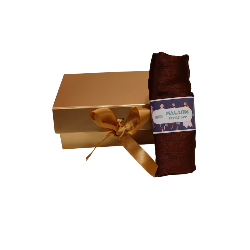 Dark Bronze Indian Satin Hijab Stole - Image 4