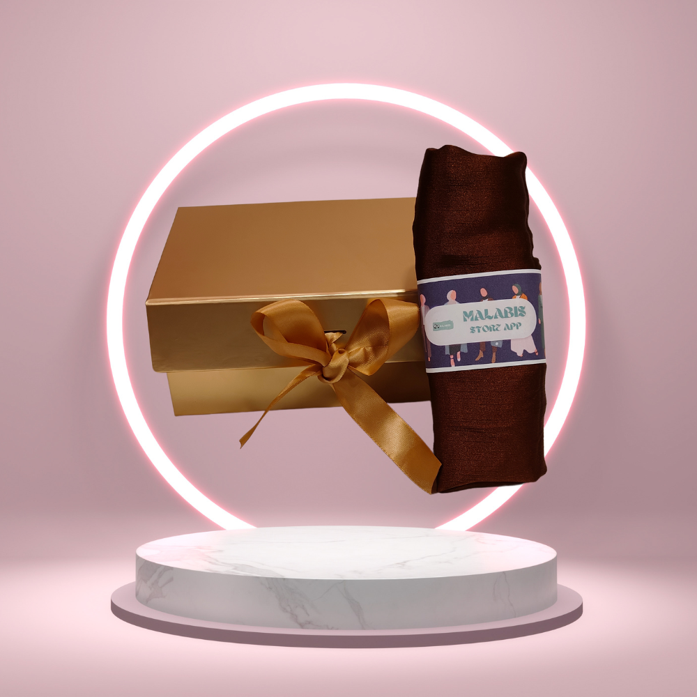 Dark Bronze Indian Satin Hijab Stole - Image 2